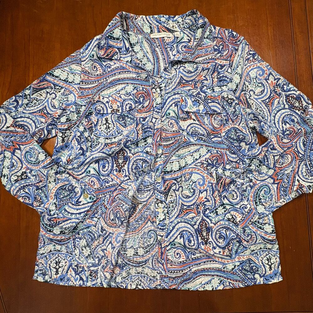 Notations Button Down Shirt Size Petite Large
